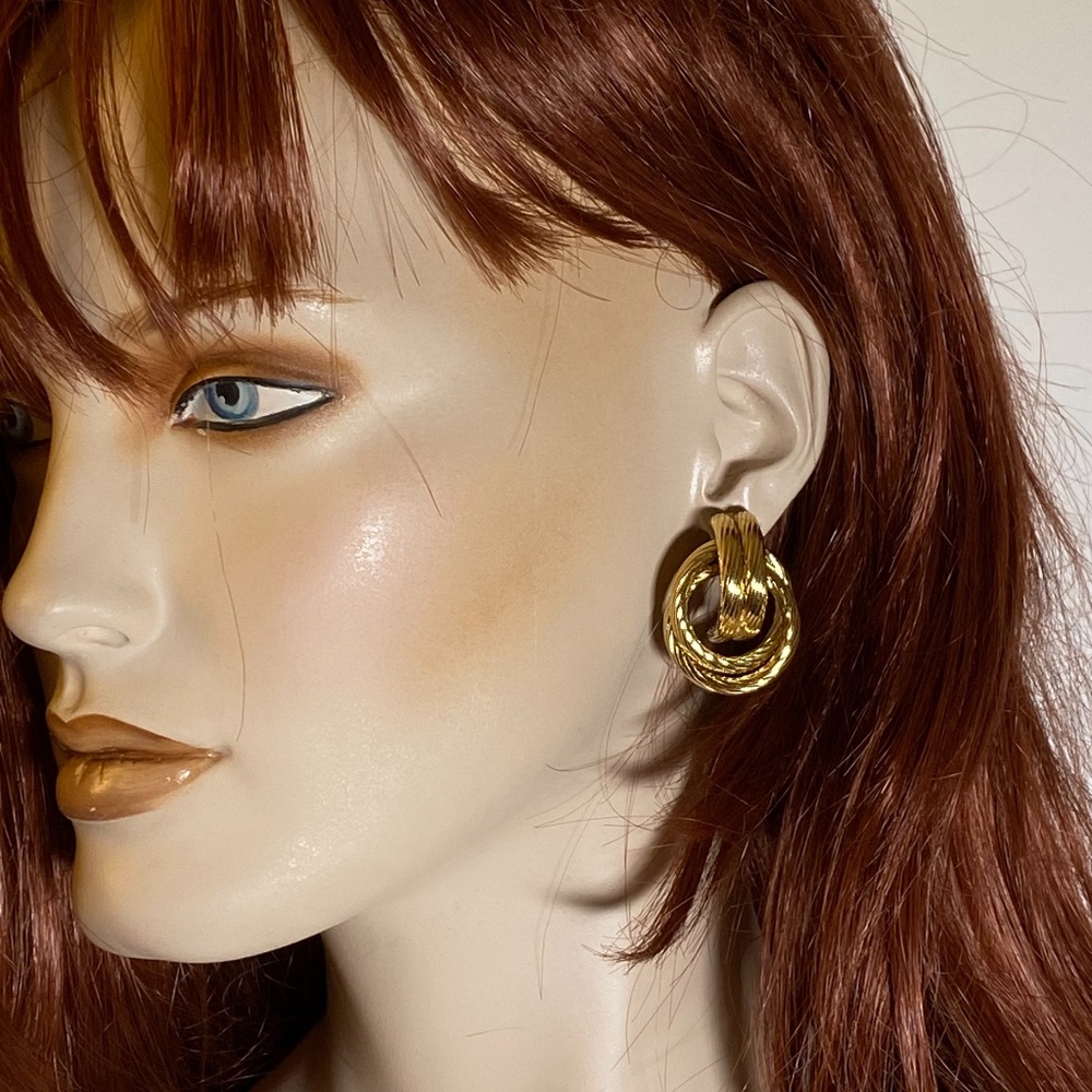 New 1970's Givenchy VINTAGE Luxe Gold Statement Earrings! RARE Vtg - Picture 2 of 6